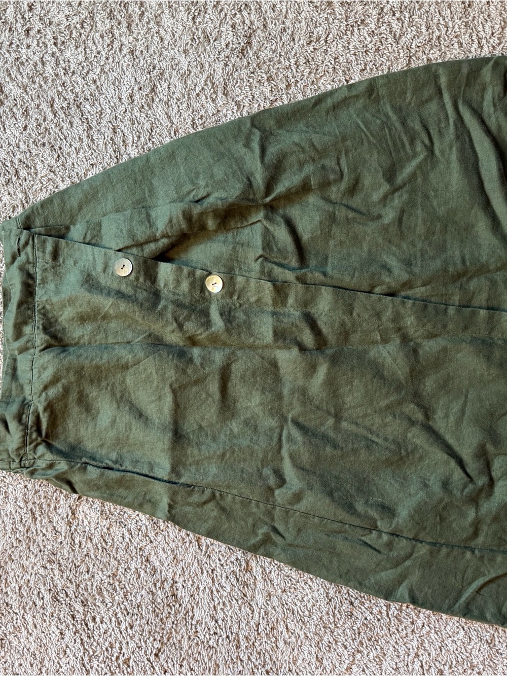Midi Button-Front Skirt in Olive Green